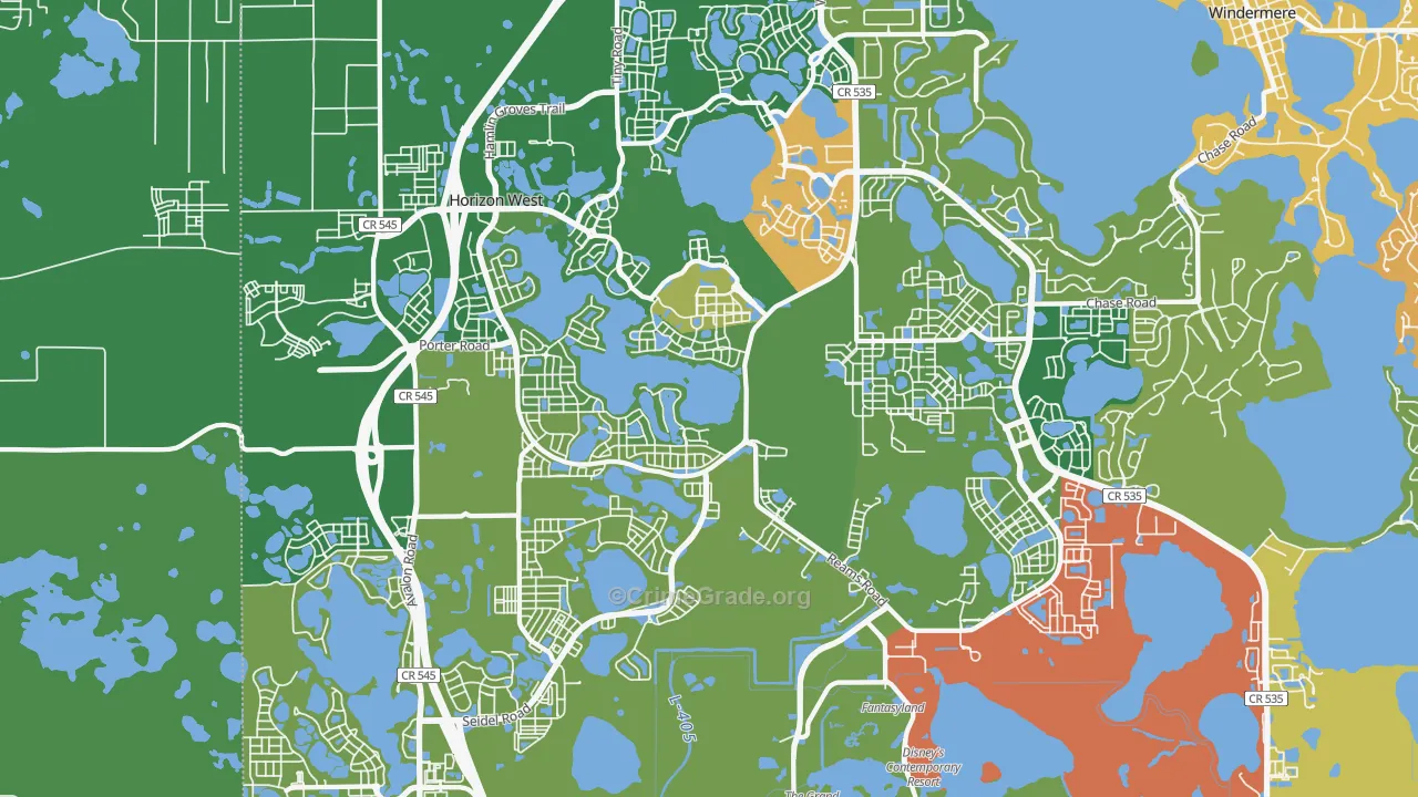 Horizon West, FL Map of Robbery Rates