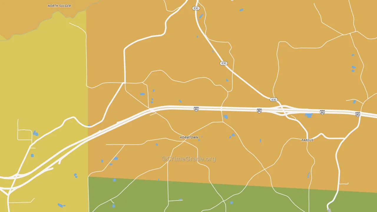 Hormtown, PA Map of Robbery Rates