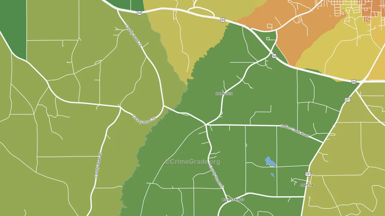 Horn Hill, AL Map of Robbery Rates