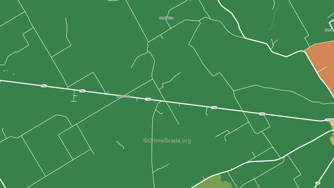 Horn Hill, TX Map of Robbery Rates