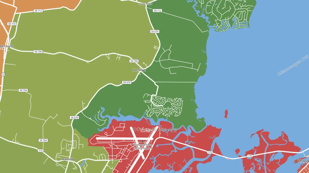 Horntown, VA Map of Robbery Rates