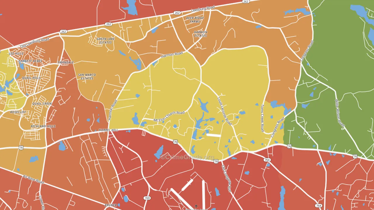 Horrel Hill, SC Map of Robbery Rates