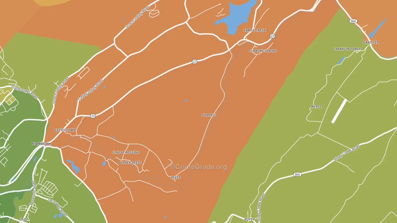 Horrell, PA Map of Robbery Rates