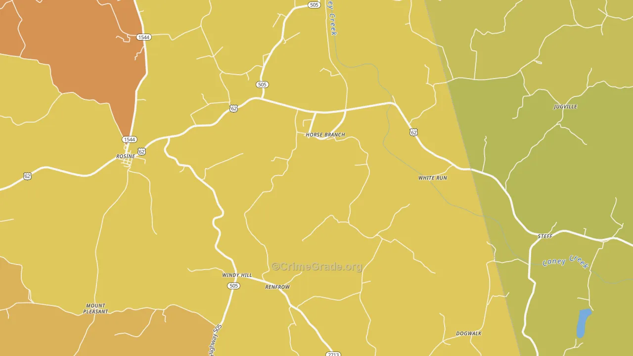 Horse Branch, KY Map of Robbery Rates