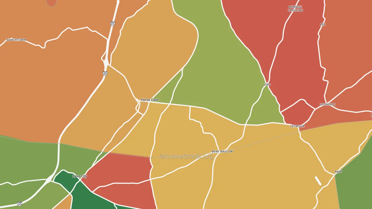 Horse Cave, KY Map of Robbery Rates