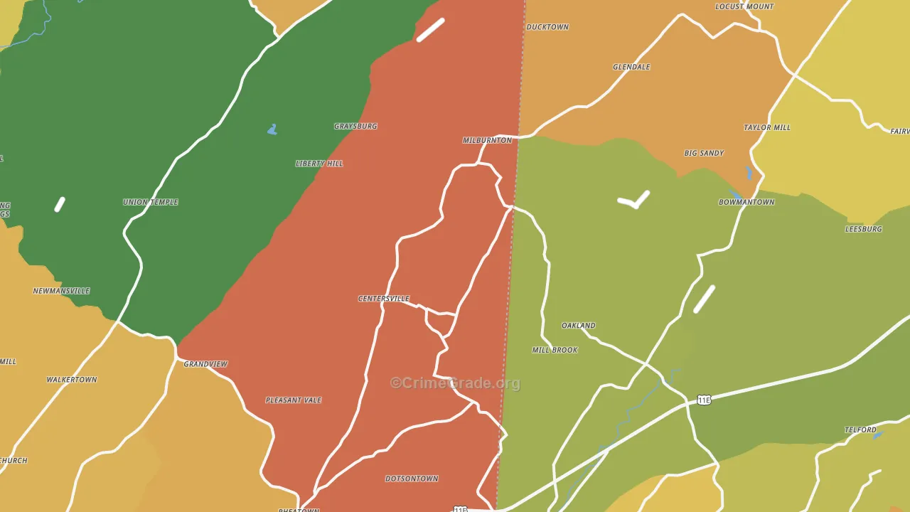 Horse Creek, TN Map of Robbery Rates