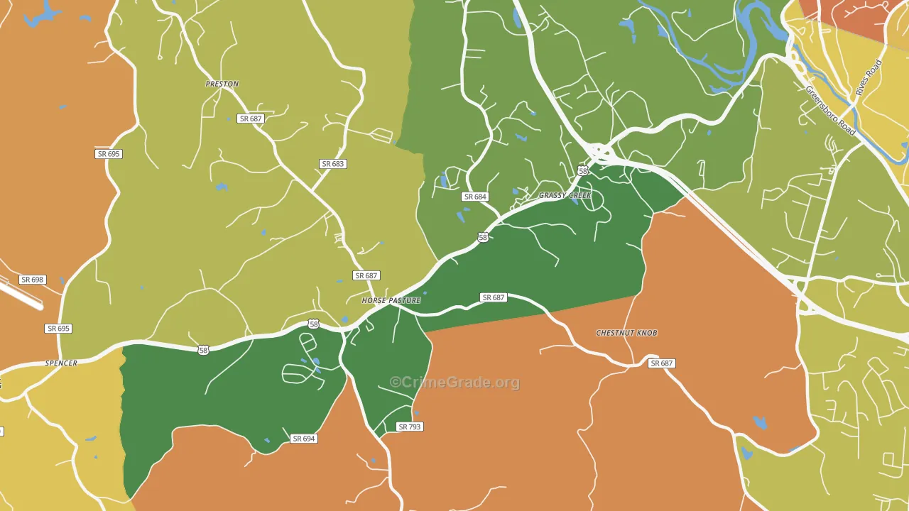 Horse Pasture, VA Map of Robbery Rates