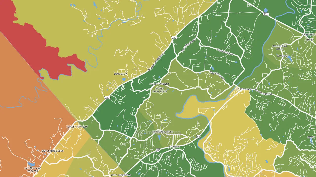 Horse Shoe, NC Map of Robbery Rates