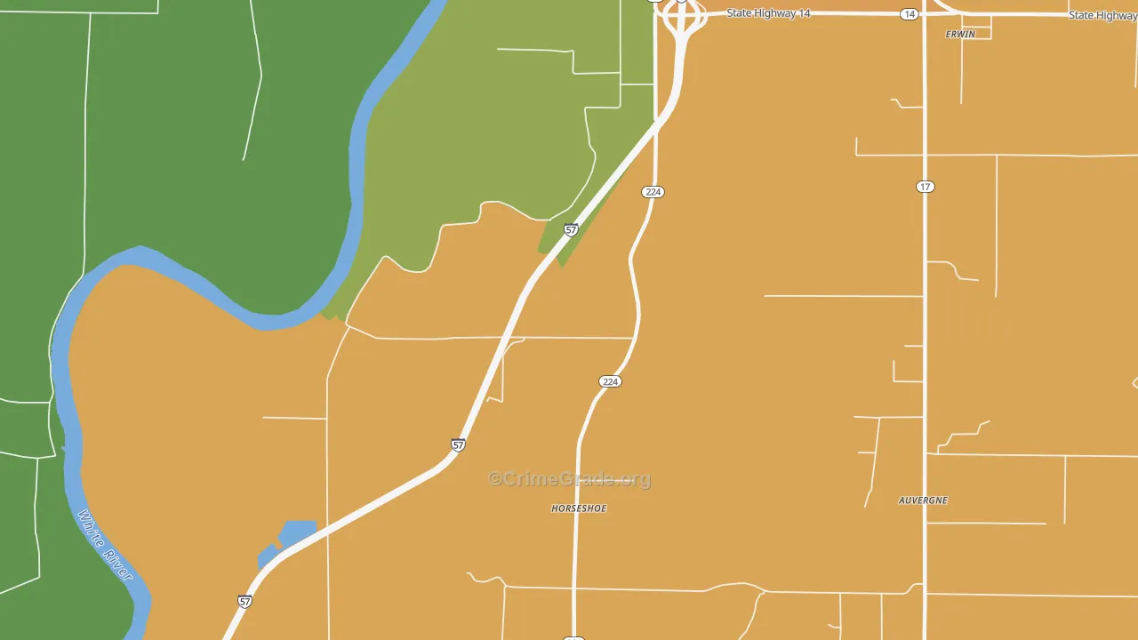 Horseshoe, AR Map of Robbery Rates