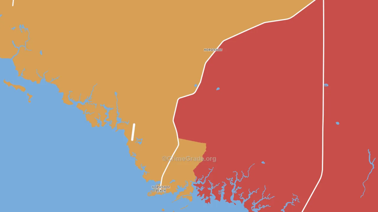 Horseshoe Beach, FL Map of Robbery Rates