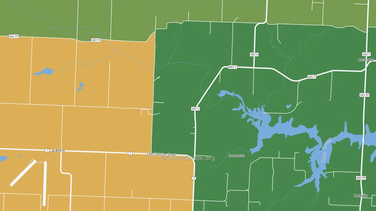 Hortense, MO Map of Robbery Rates