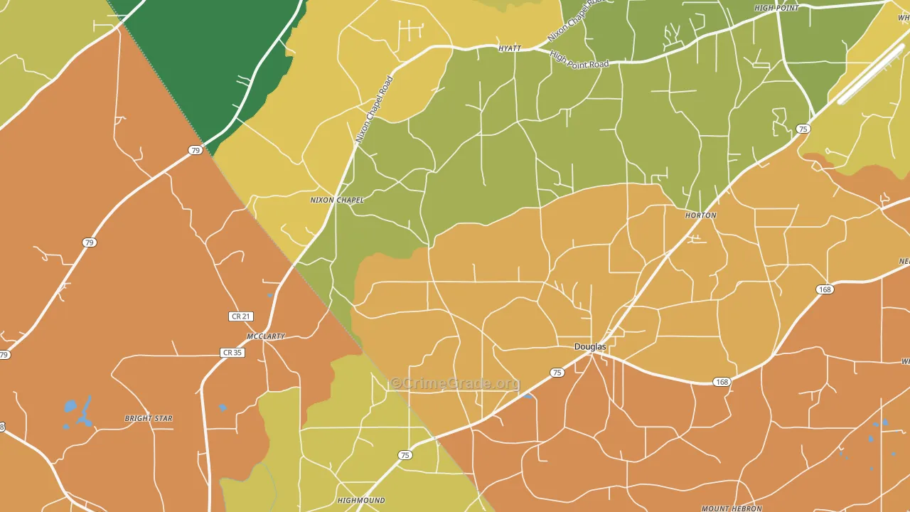 Horton, AL Map of Robbery Rates