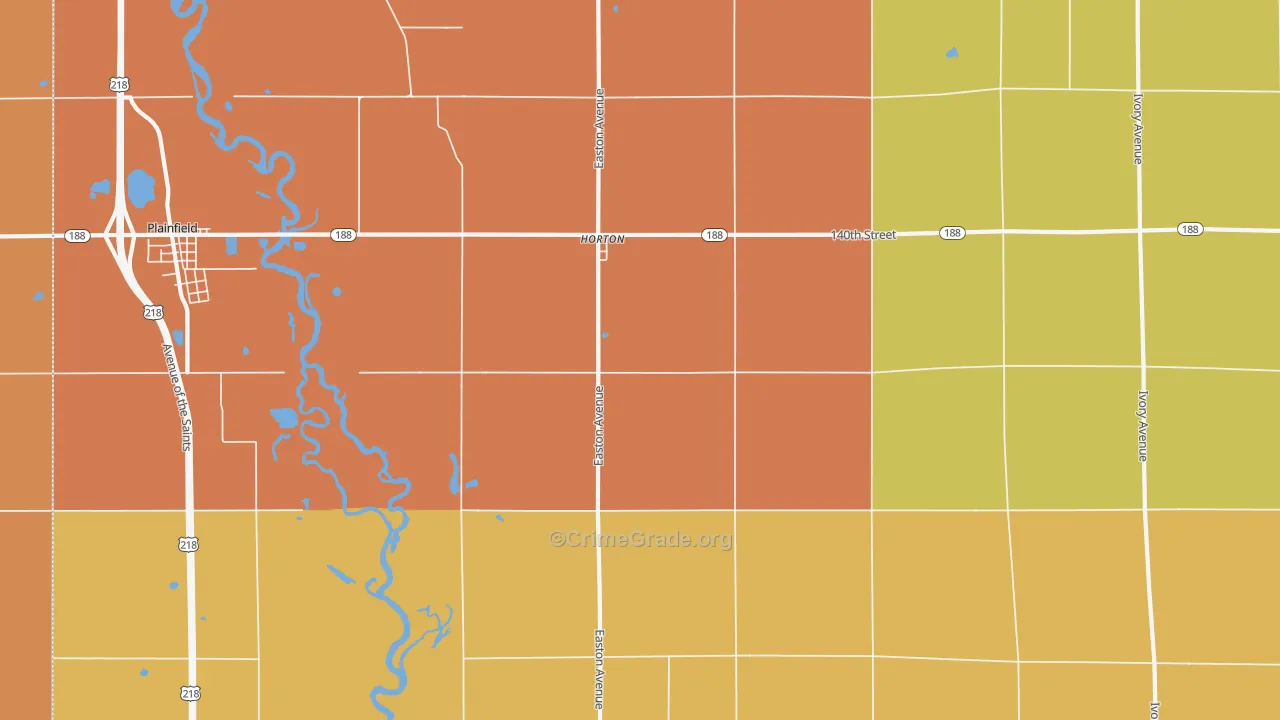 Horton, IA Map of Robbery Rates