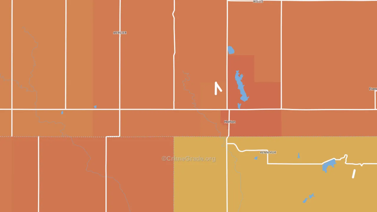 Horton, KS Map of Robbery Rates