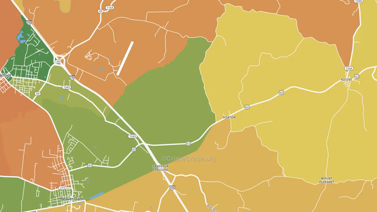 Horton, KY Map of Robbery Rates