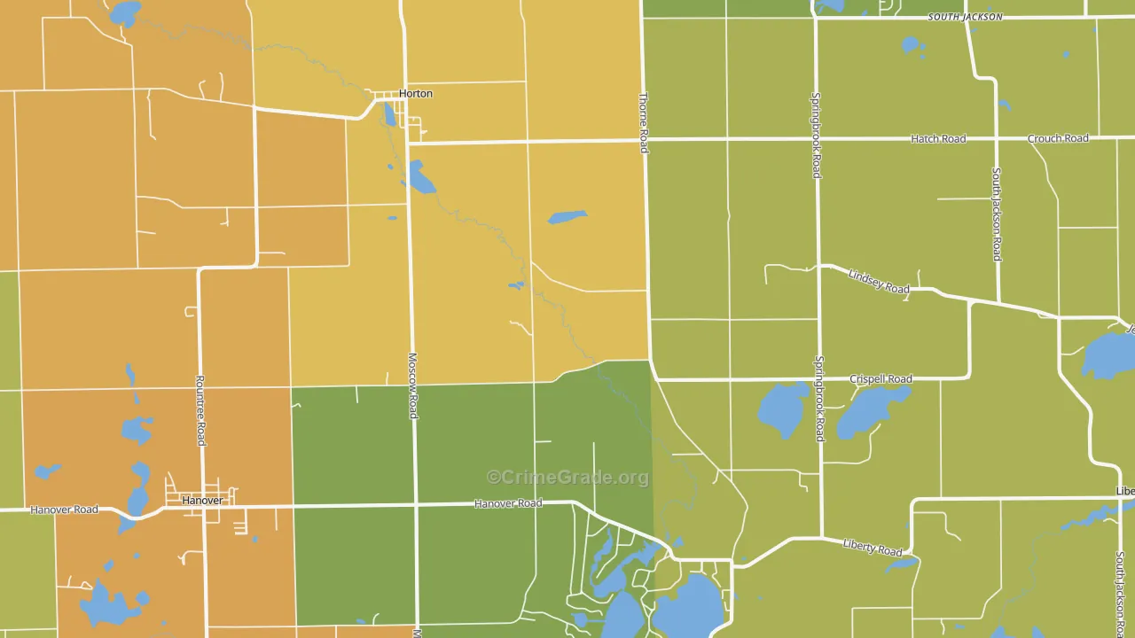 Horton, MI Map of Robbery Rates
