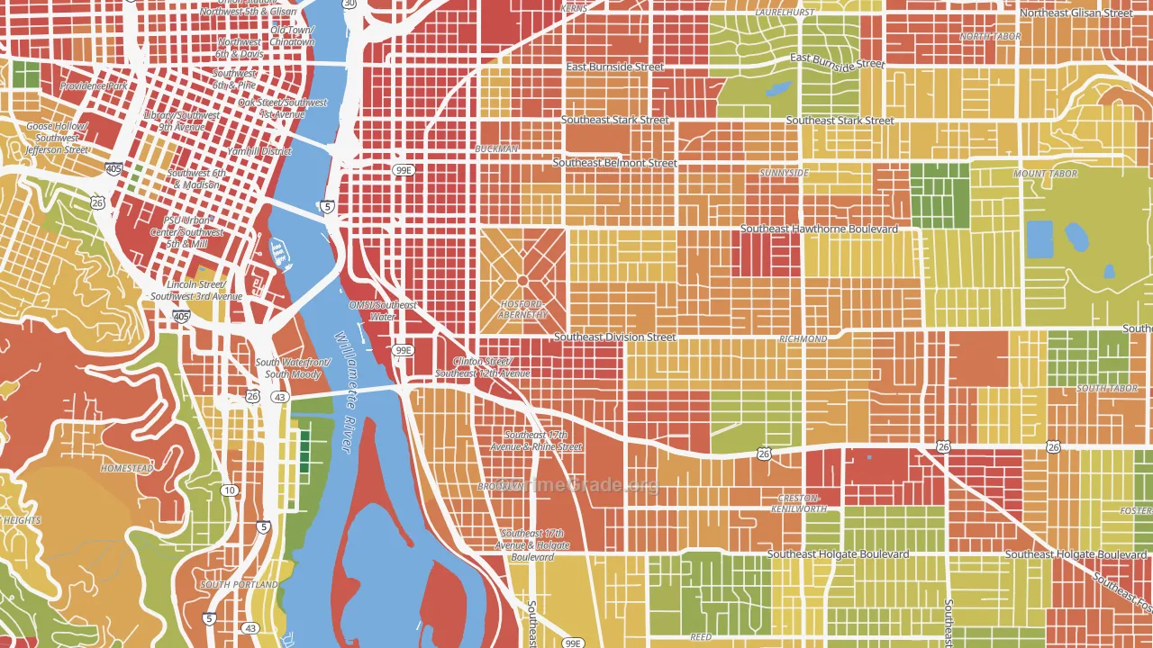 Hosford-Abernethy, Portland, OR Map of Robbery Rates