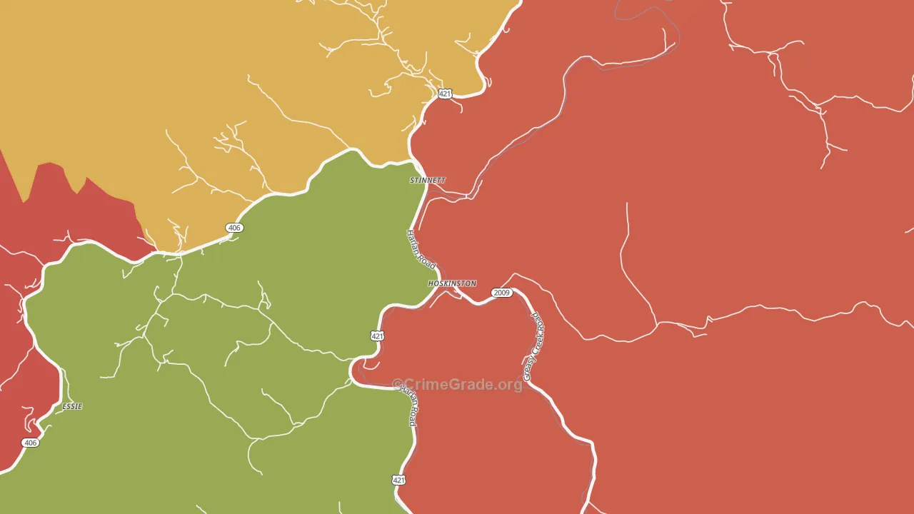 Hoskinston, KY Map of Robbery Rates