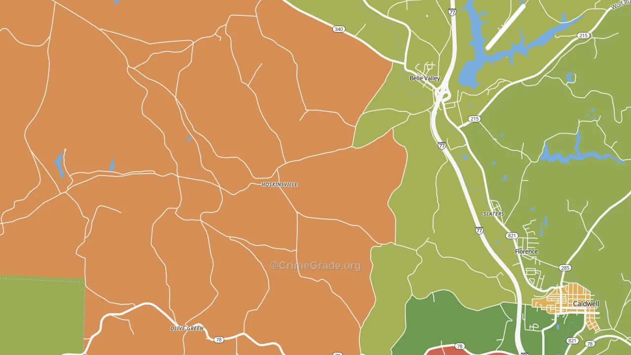 Hoskinsville, OH Map of Robbery Rates