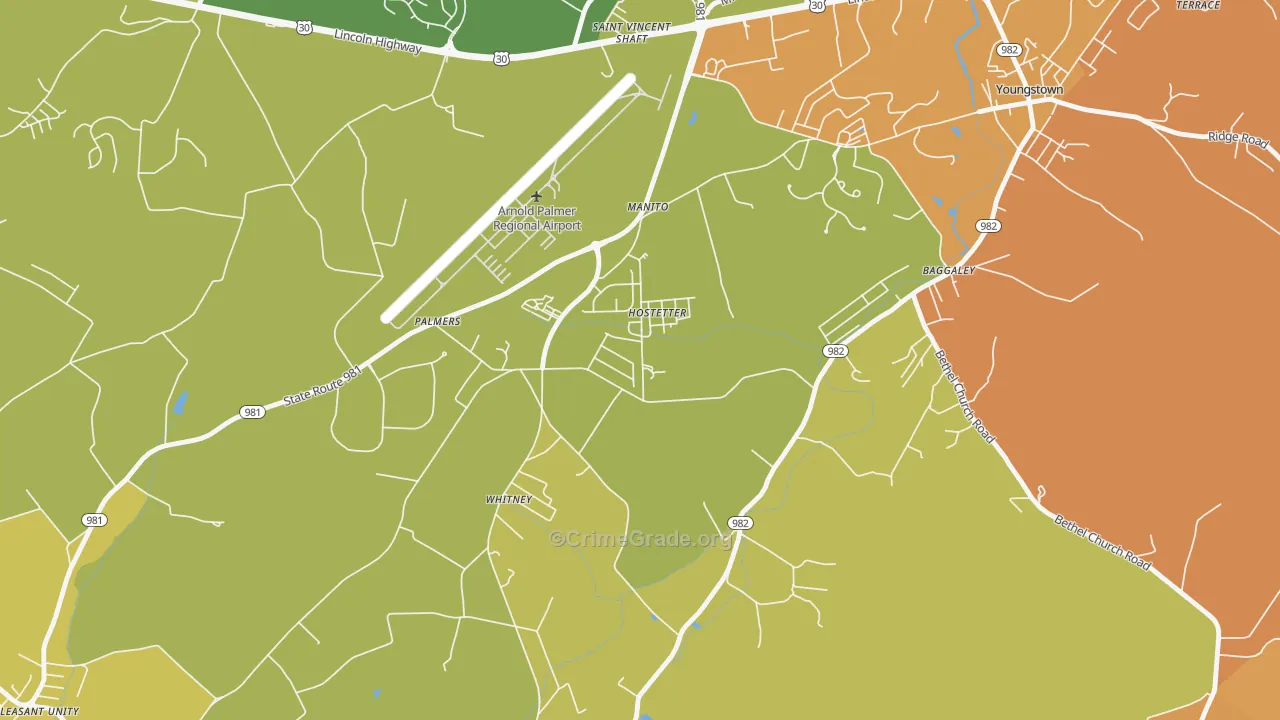 Hostetter, PA Map of Robbery Rates