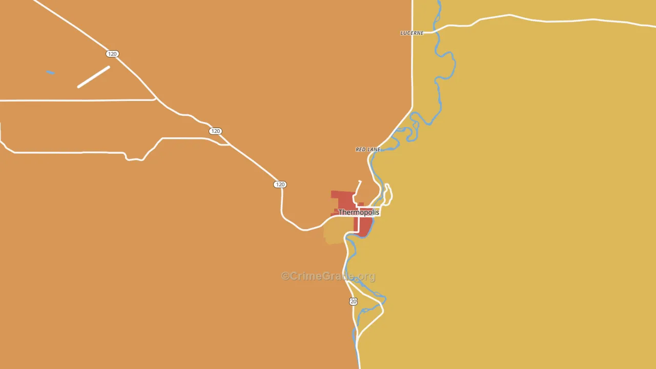Hot Springs County, WY Map of Robbery Rates