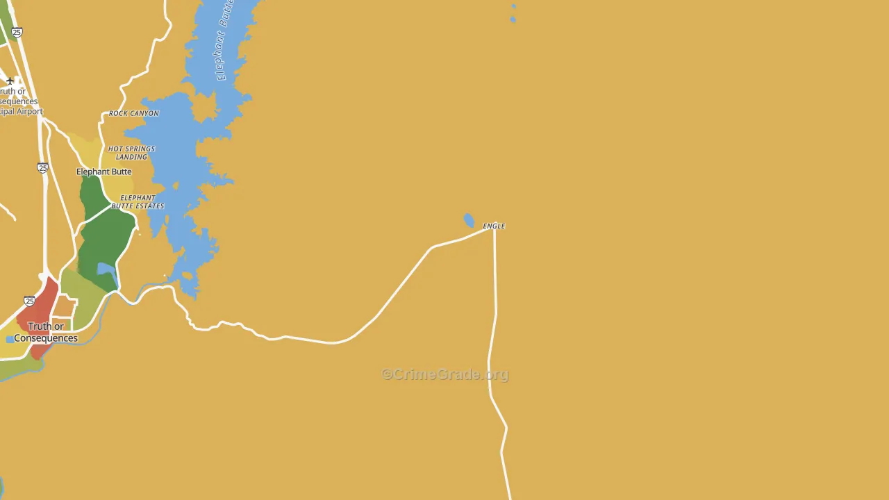 Hot Springs Landing, NM Map of Robbery Rates
