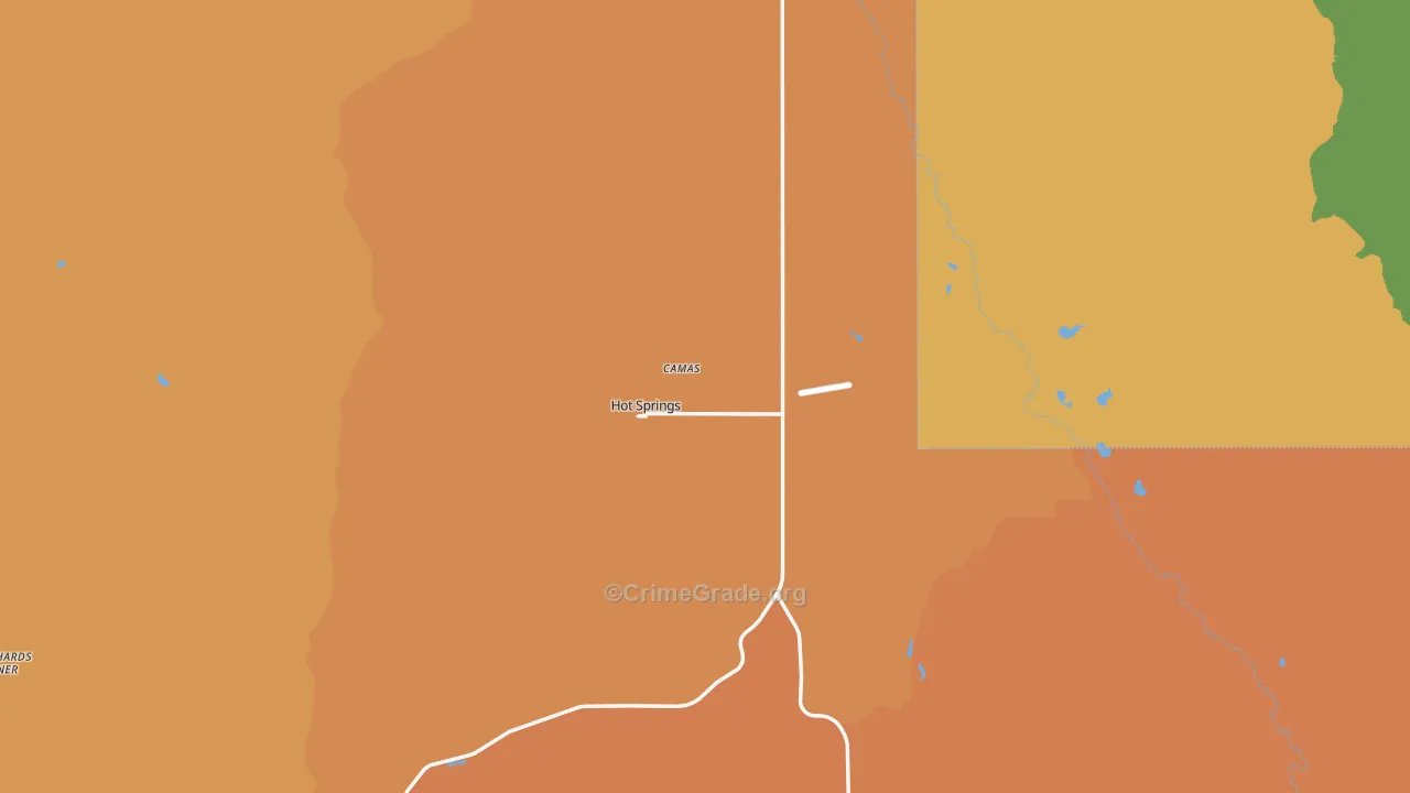 Hot Springs, MT Map of Robbery Rates