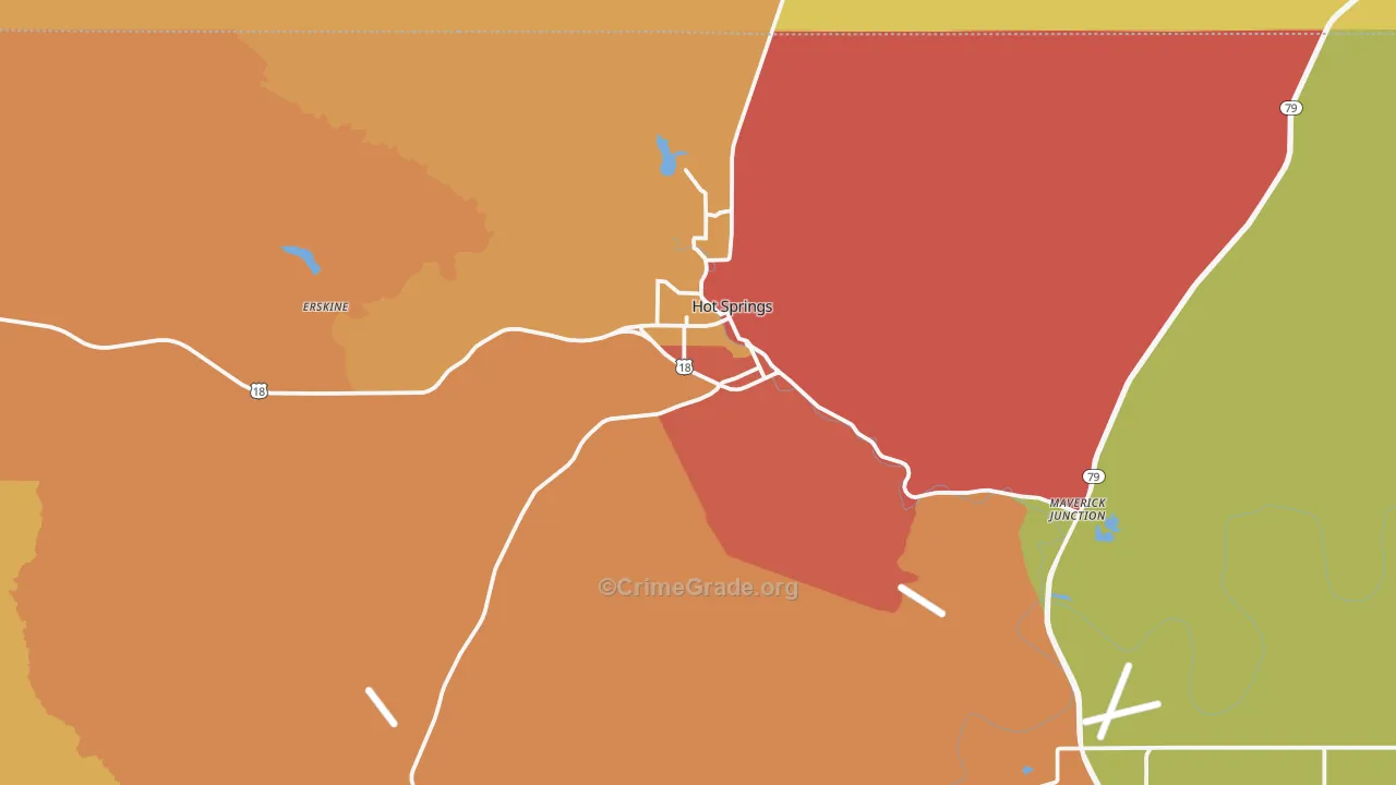 Hot Springs, SD Map of Robbery Rates