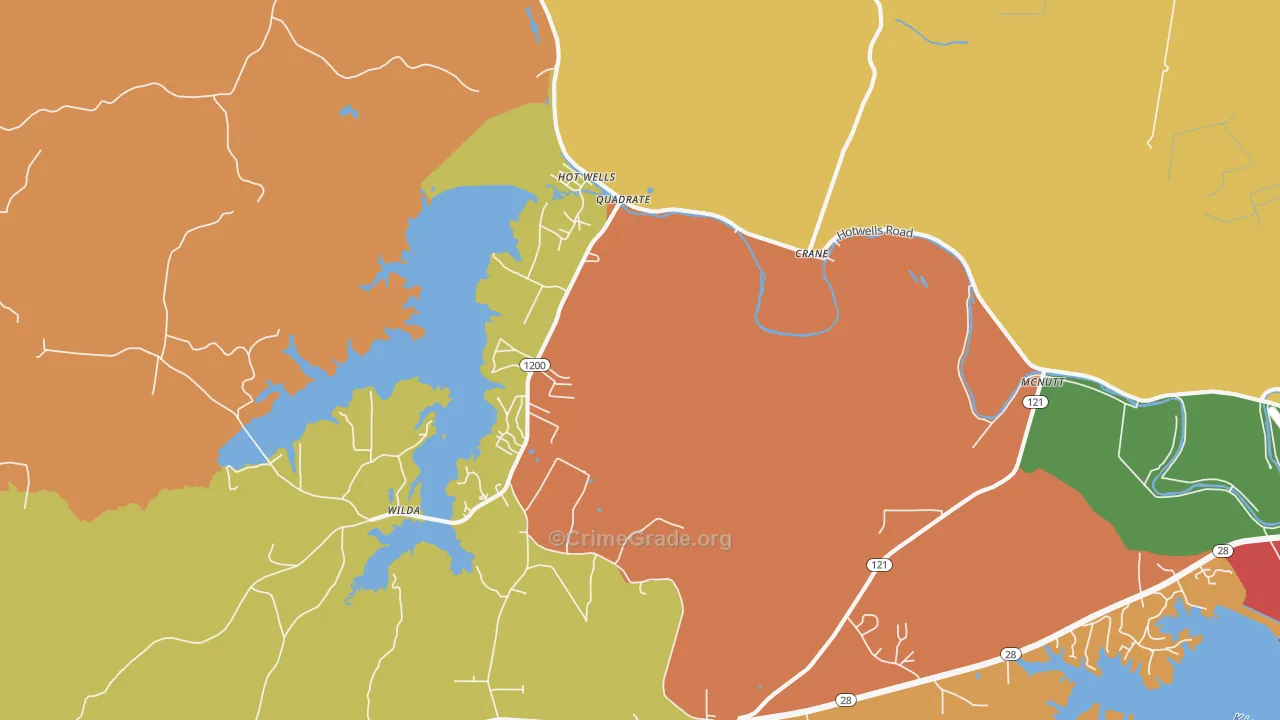 Hotwells, LA Map of Robbery Rates