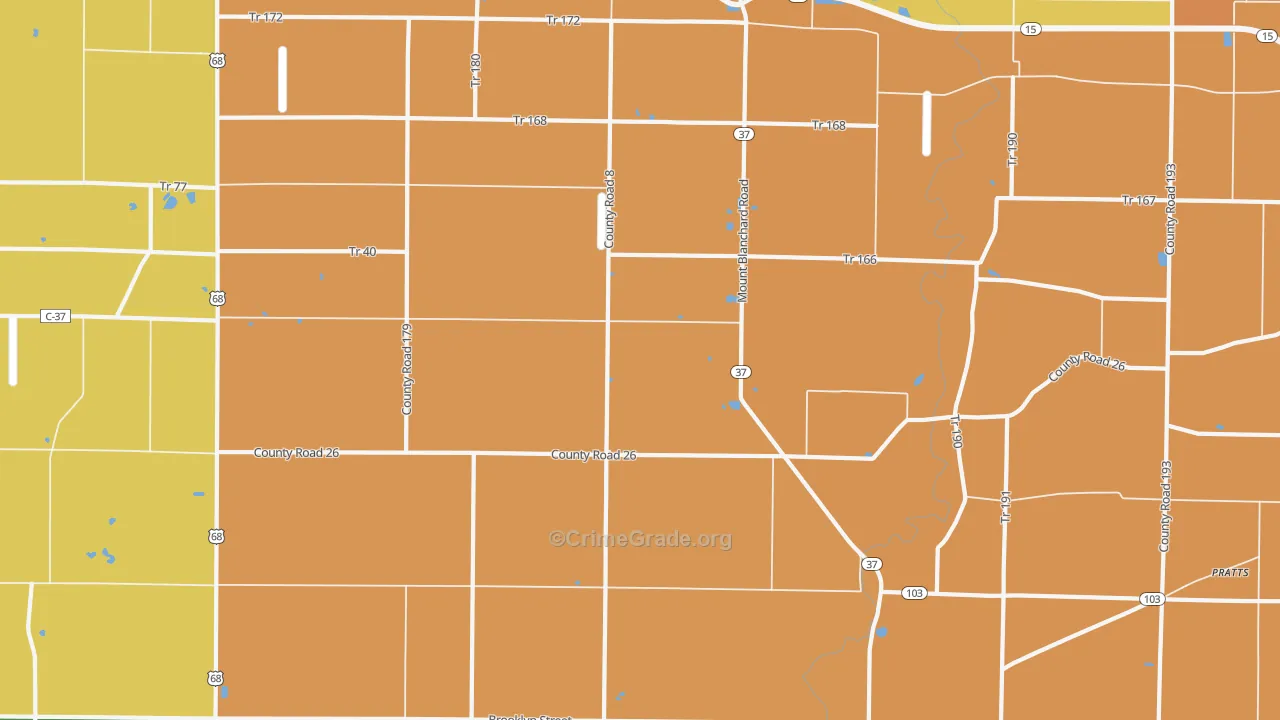 Houcktown, OH Map of Robbery Rates