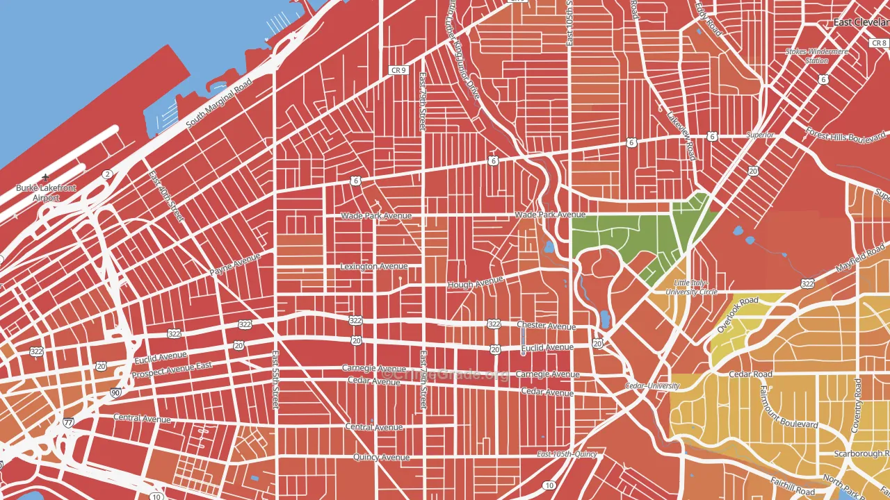 Hough, Cleveland, OH Map of Robbery Rates