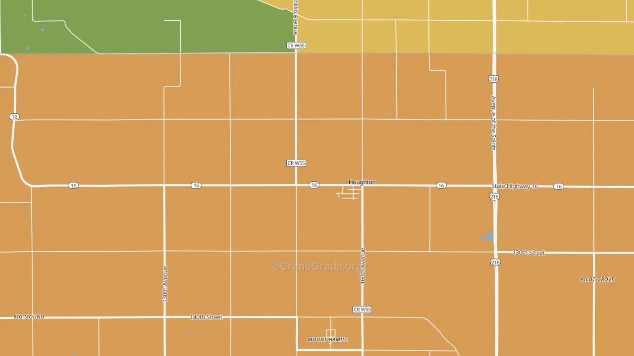 Houghton, IA Map of Robbery Rates