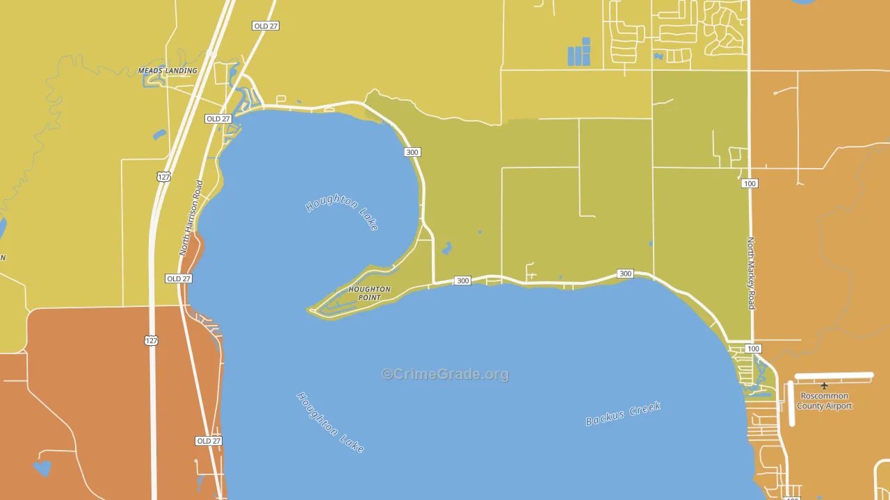 Houghton Point, MI Map of Robbery Rates