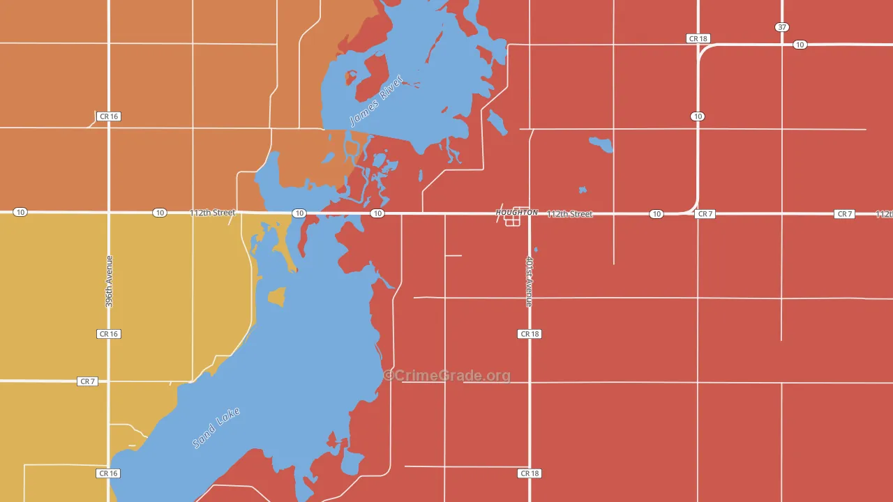 Houghton, SD Map of Robbery Rates