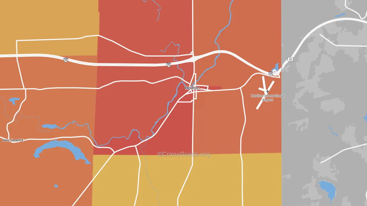 Houlton, ME Map of Robbery Rates