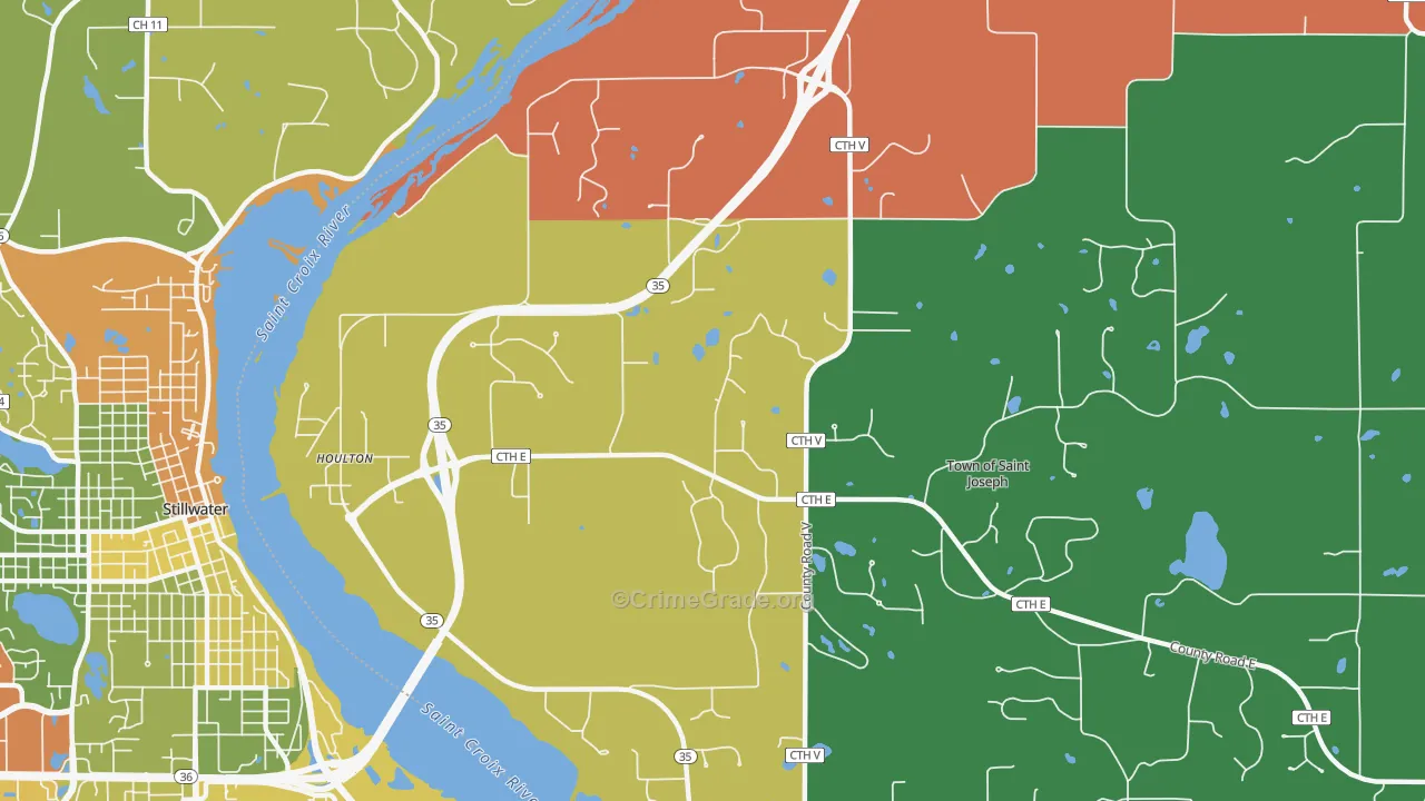 Houlton, WI Map of Robbery Rates