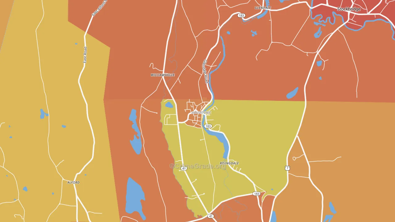 Housatonic, MA Map of Robbery Rates