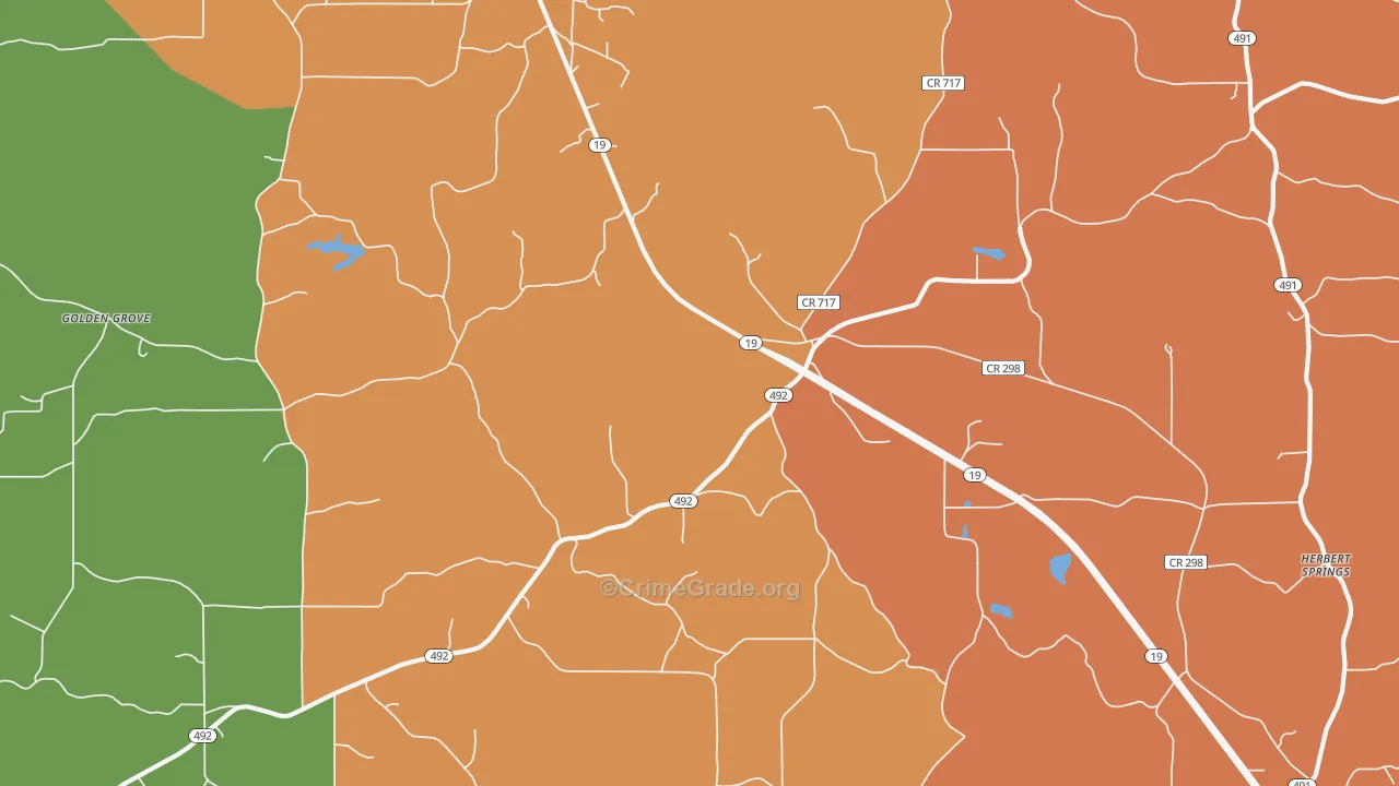 House, MS Map of Robbery Rates