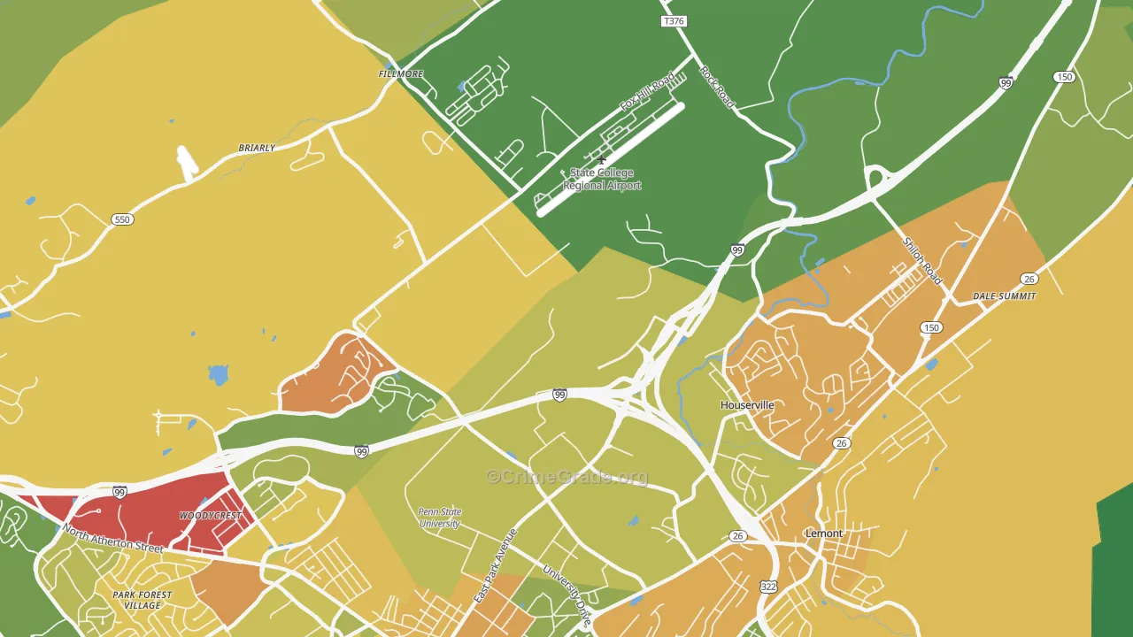Houserville, PA Map of Robbery Rates