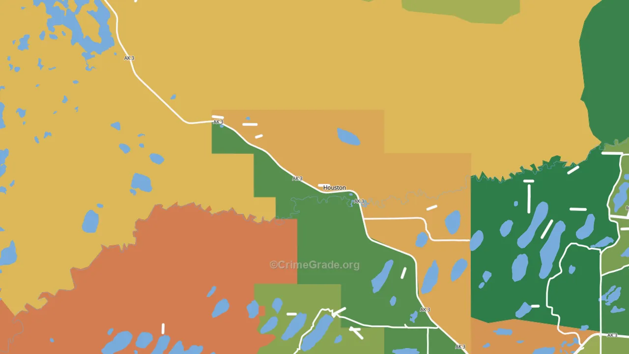 Houston, AK Map of Robbery Rates