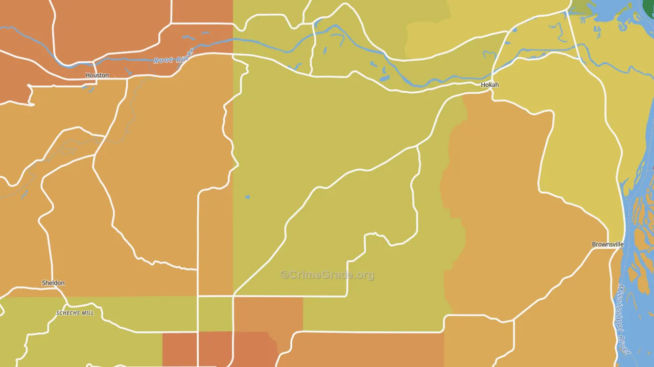 Houston County, MN Map of Robbery Rates