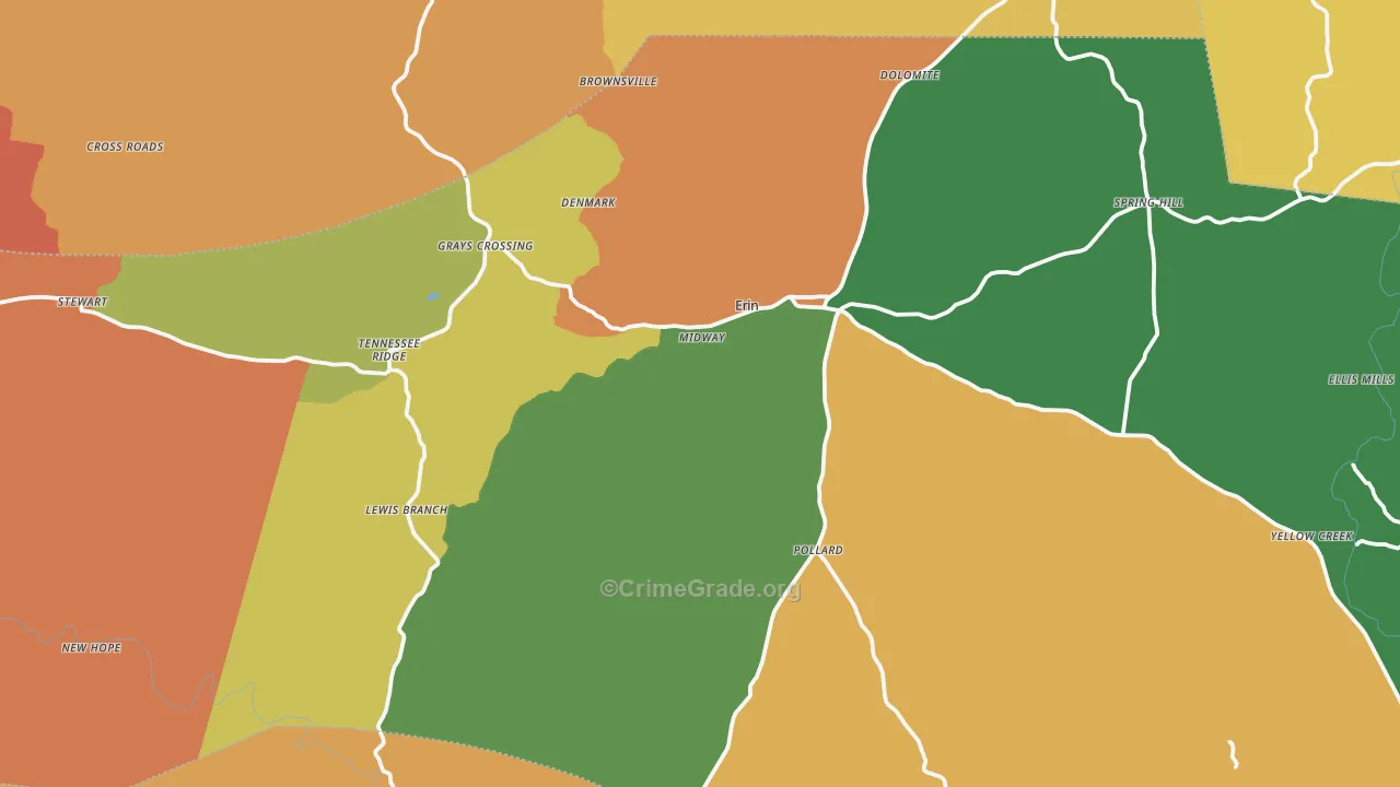 Houston County, TN Map of Robbery Rates