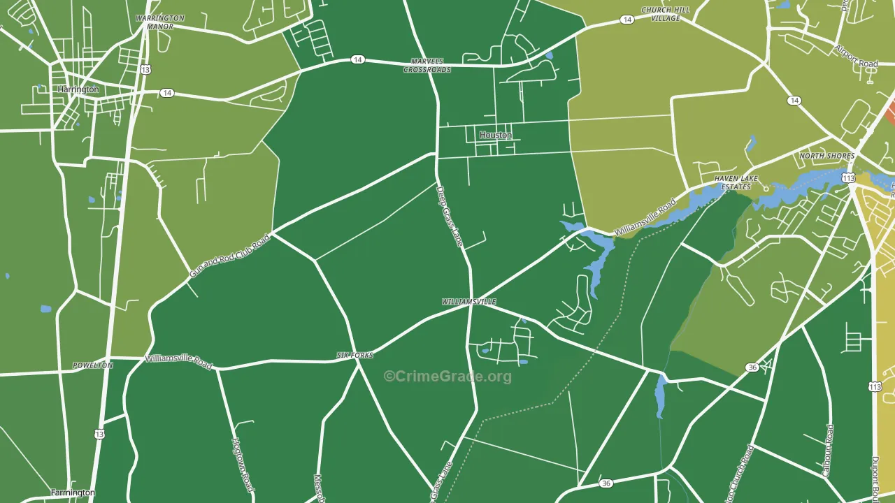 Houston, DE Map of Robbery Rates