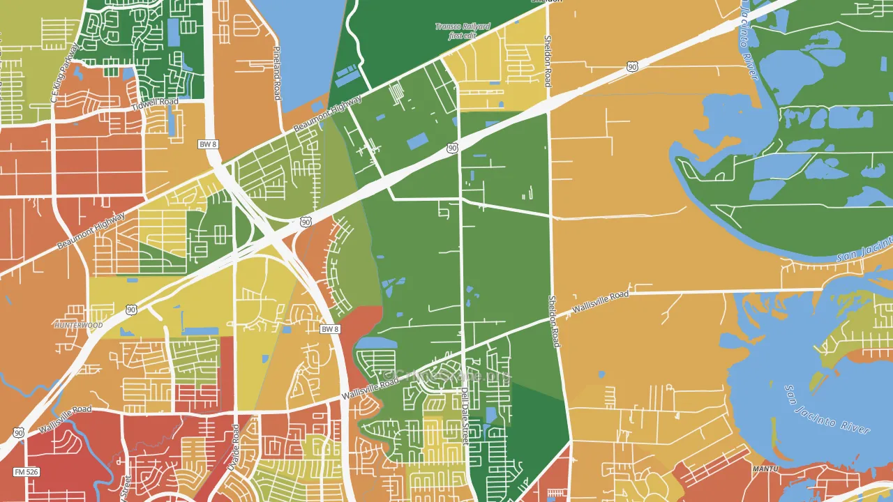 Houston Farms, Houston, TX Map of Robbery Rates