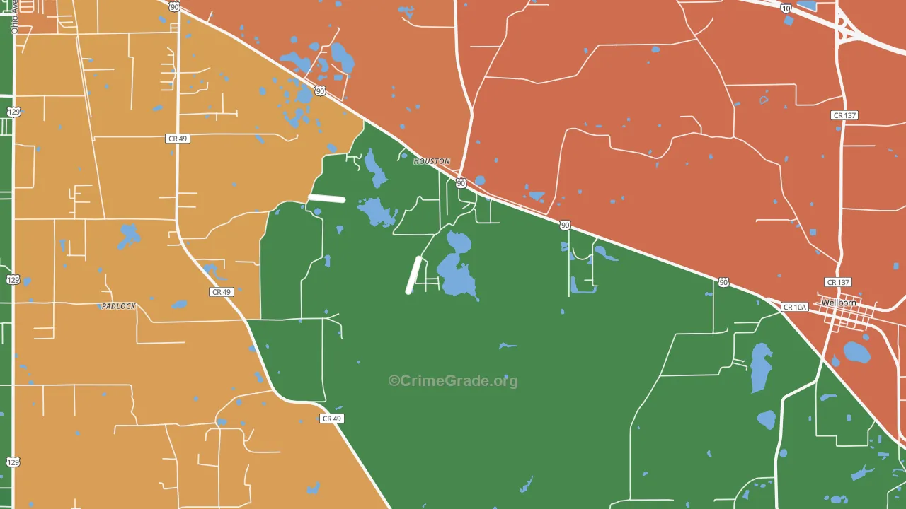 Houston, FL Map of Robbery Rates