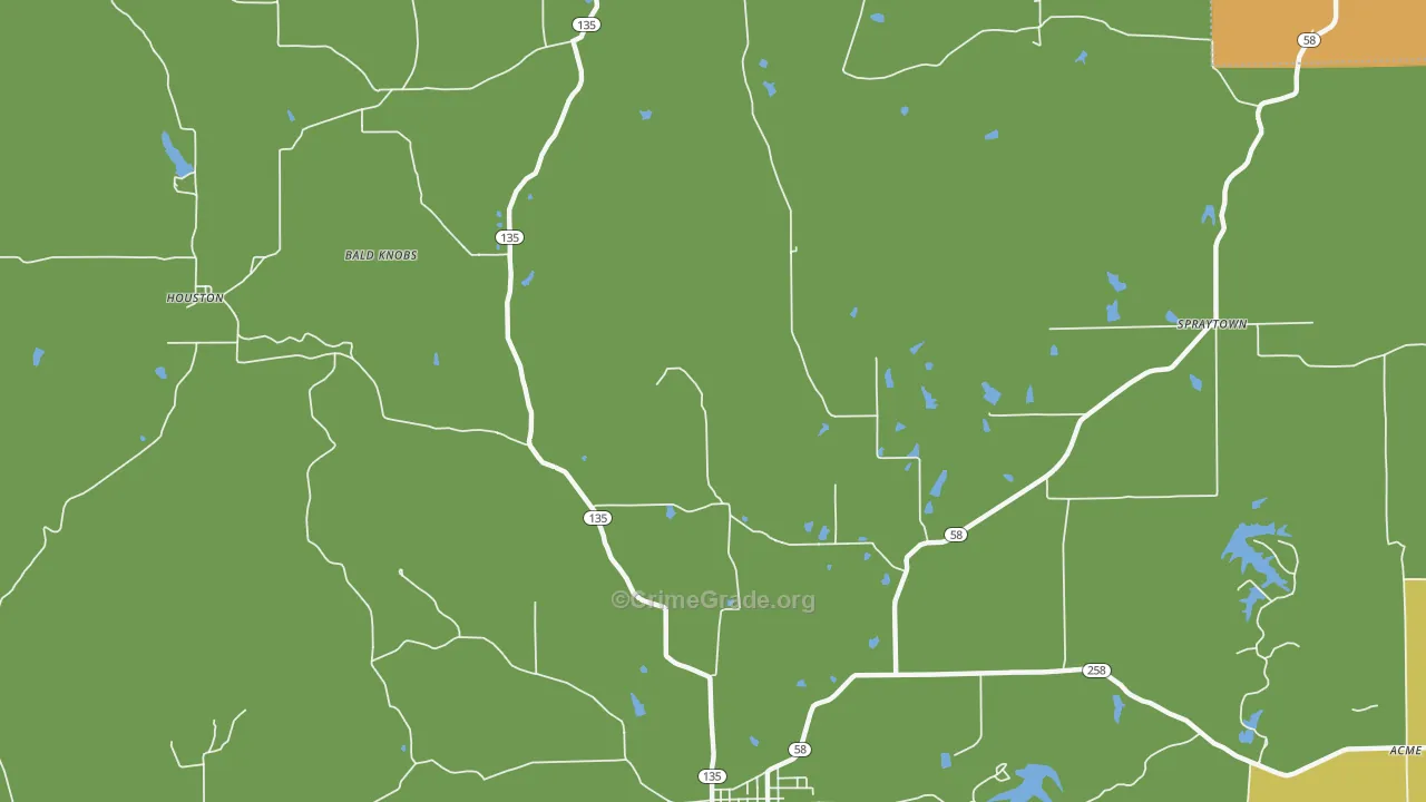 Houston, IN Map of Robbery Rates