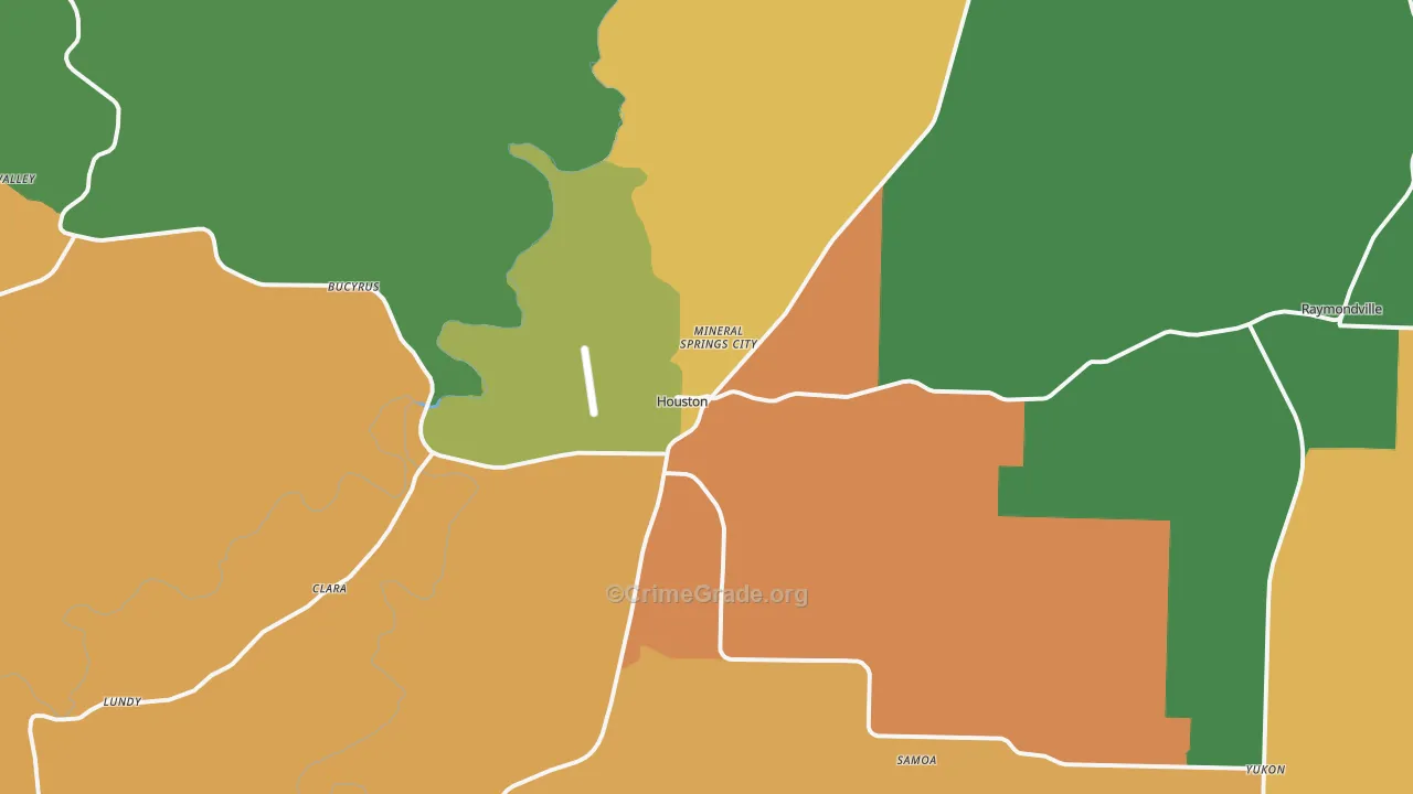 Houston, MO Map of Robbery Rates