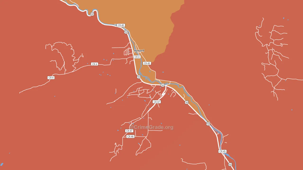 Howard, CO Map of Robbery Rates