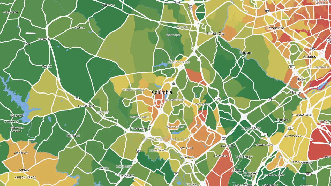 Howard County, MD Map of Robbery Rates