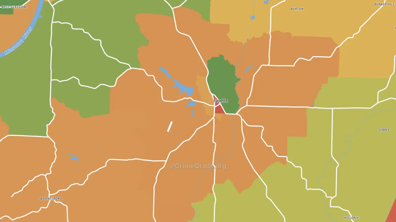 Howard County, MO Map of Robbery Rates